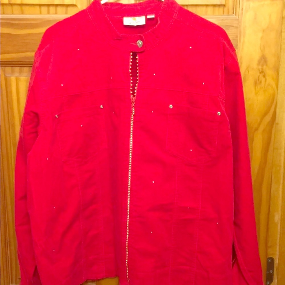 Quacker Factory XL Red Velveteen Jacket